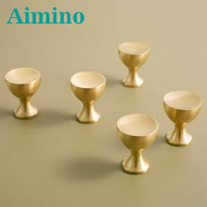 AIMINO Golden Brass Handles and Knobs for Wardrobe Cabinet Drawer Furniture Knob