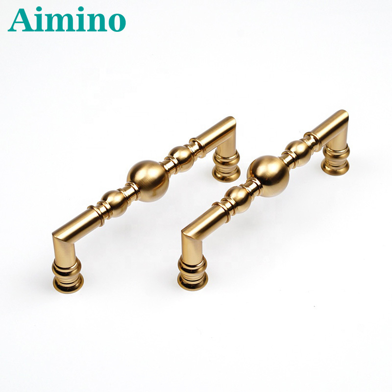 AIMINO Luxury Furniture Drawer Retro Fridge Gold  Antique Handle Pull Rose Gold Cabinet Handles Furniture Handle