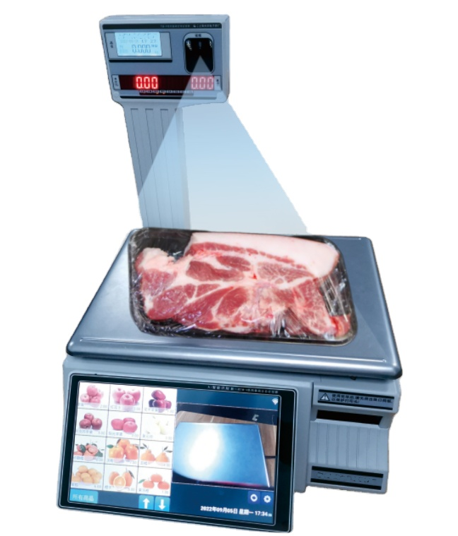 AI Cameral Scale Intelligent Market Butcher Barcode Receipt Label Printing Printer Weight Scale 30kg