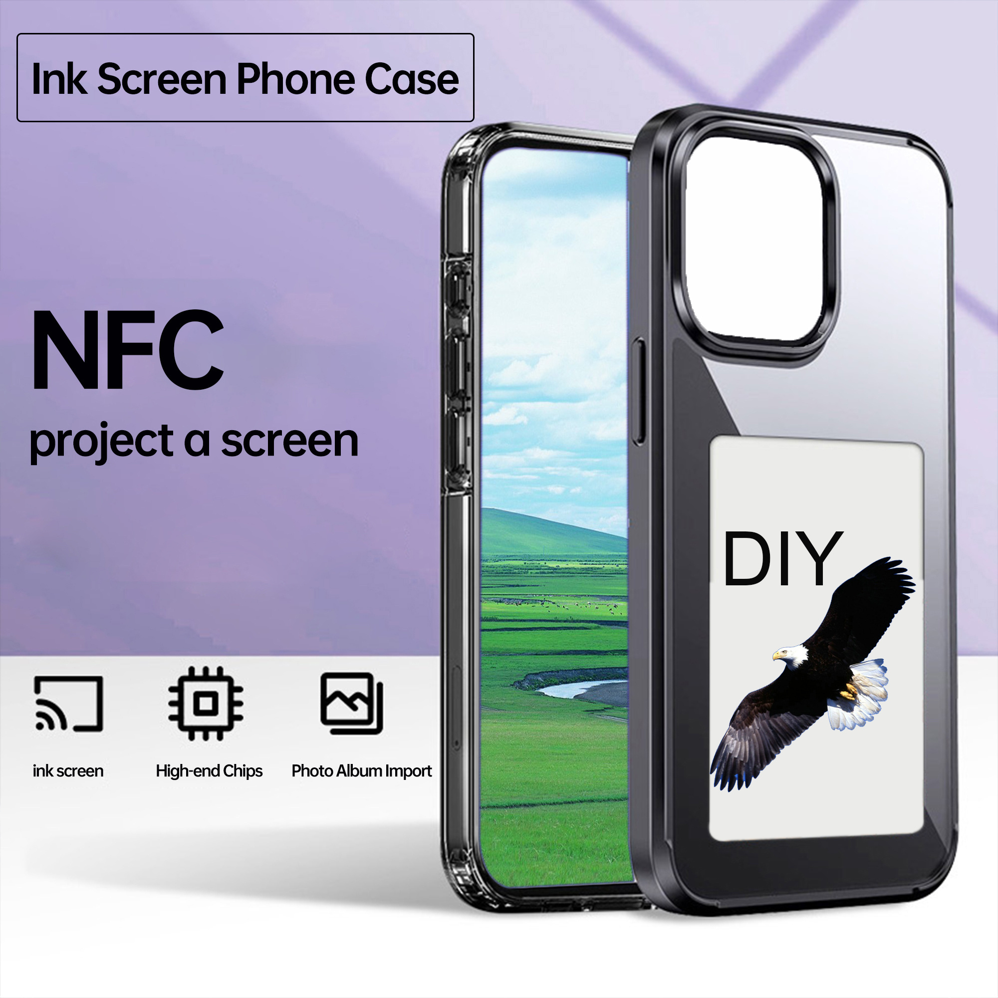 GSCASE Phone Case E Ink Screen Protective Back cover Fashion Design For iPhone 15 14 13 Pro Max