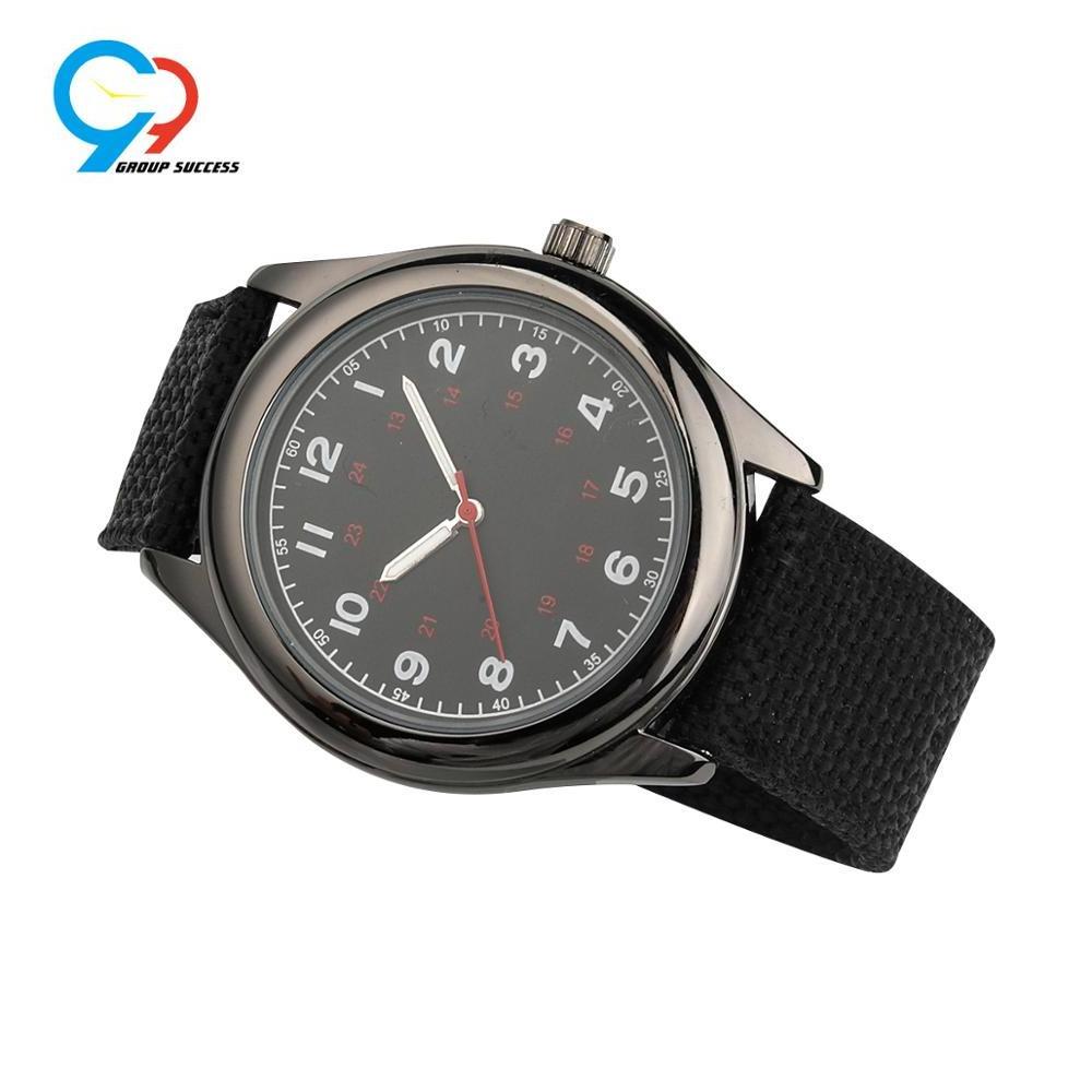 Retail high quality black color nylon strap men quartz watch