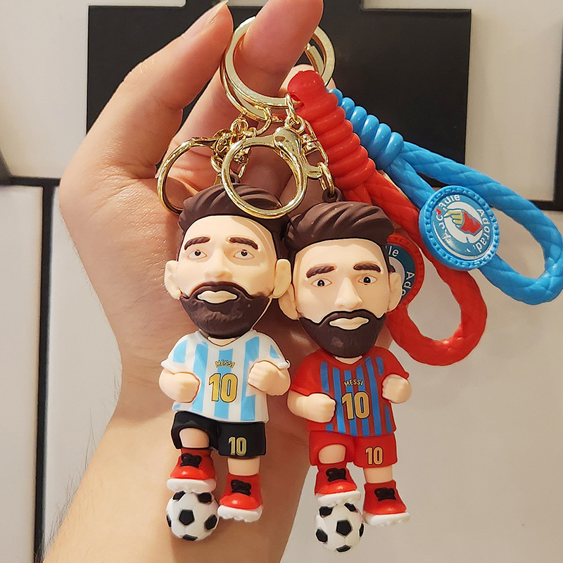 Cartoon Character Inter Miami Messi Jersey Rubber Keychains Football Star Key Ring Keychains