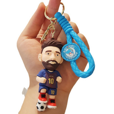 Cartoon Character Inter Miami Messi Jersey Rubber Keychains Football Star Key Ring Keychains