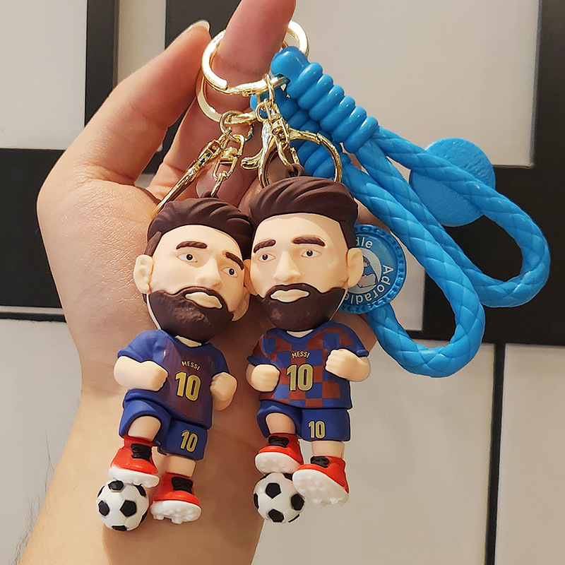 Cartoon Character Inter Miami Messi Jersey Rubber Keychains Football Star Key Ring Keychains