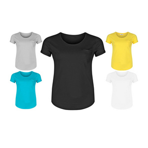 Ladies Plus Size Plain Curve hem Top Round Neck Short Sleeve Womens T Shirt in bulk quantity with custom printing service