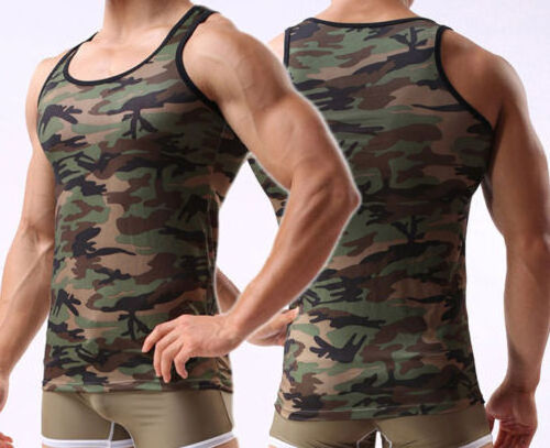 Camouflage tank top mens custom camo tank top vests with high quality material and design on wholesale price from factory