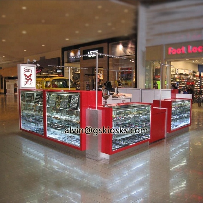 New interior furniture design silver body jewelry and watch shops display counter  and kiosks