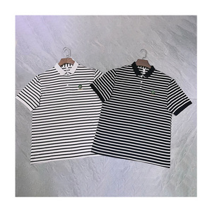 G-SDQL Striped Polo Shirts Printing Shiny Medal Classic High Quality Cotton Men's Trend Striped Printed Pullover Polo Shirts