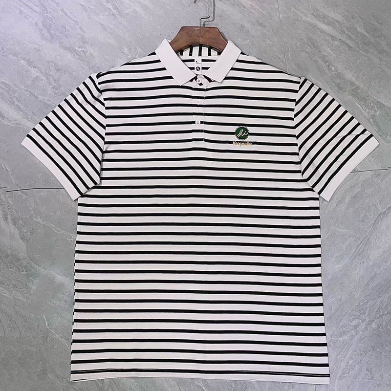 G-SDQL Striped Polo Shirts Printing Shiny Medal Classic High Quality Cotton Men's Trend Striped Printed Pullover Polo Shirts