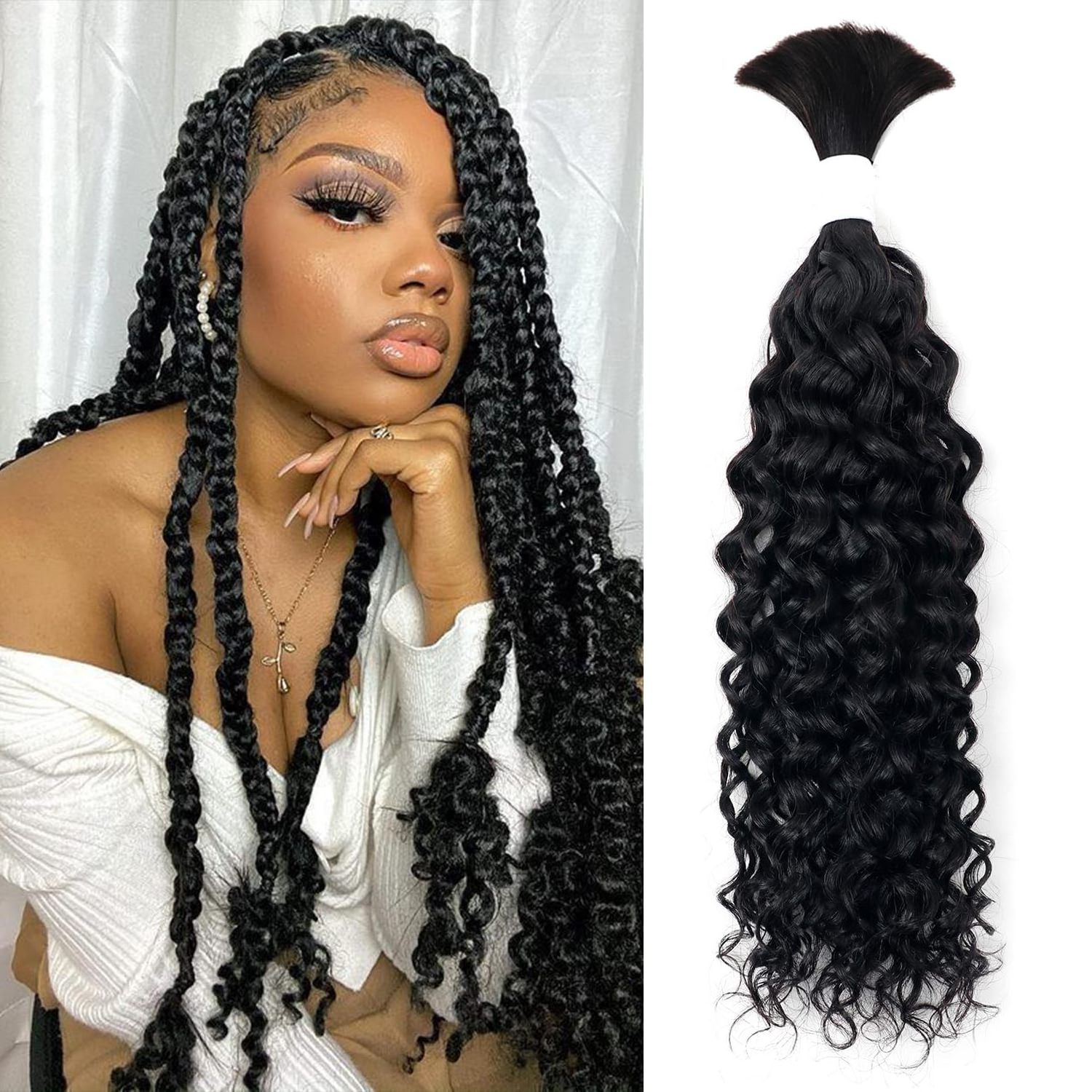 Brazilian Water Wave Bulk Human Braiding Hair Bulk No Weft Brazilian Hair Weave 100% unprocessed human virgin hair Extensions