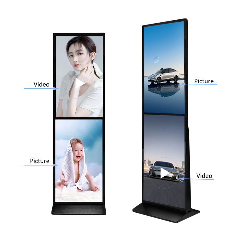 LCD Advertising Signage Display Full Screen Portable Digital Poster with wheels 75 Inch A-type Digital Signage