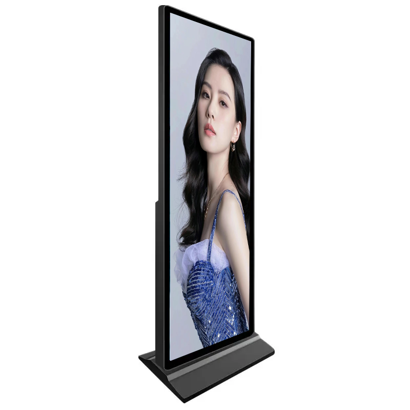 LCD Advertising Signage Display Full Screen Portable Digital Poster with wheels 75 Inch A-type Digital Signage