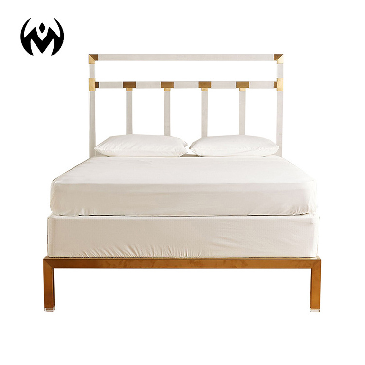 Bed Frame Bedstead Large Double Platform Modern 1 Set Normal Mdf Bed GS Stainless Steel Bedstead Acrylic Nordic Soft Bed