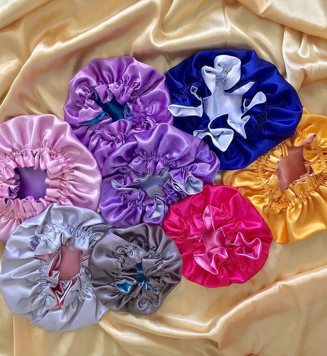 GS Pink Colorful silk bonnets with custom logo, designer headbands and bonnets, satin hair wraps wholesale silk hair bonnets