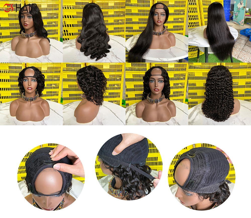 GShair Custom Hot selling natural u part human hair topper wig,Brazilian curly bob u part wig for black women