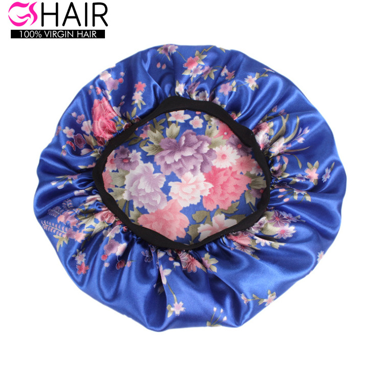 Wholesale flower satin bonnet sleep caps shower cap for black women girls