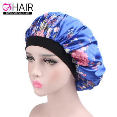 Wholesale flower satin bonnet sleep caps shower cap for black women girls