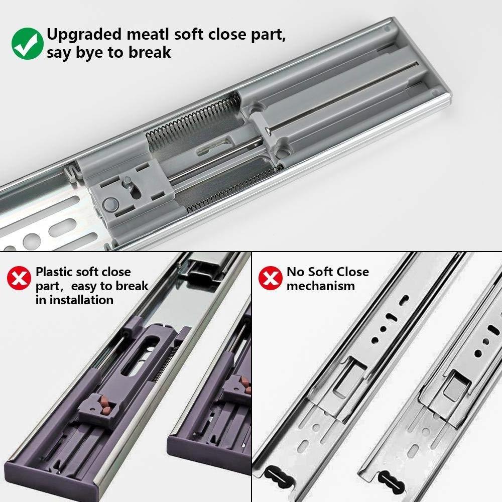 heavy duty soft close ball bearing drawer slide rail smooth telescopic cabinet 3 fold kitchen cabinet