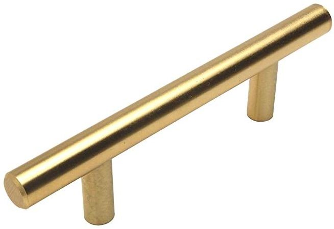 Brushed brass cabinet hardware European-style handle simple wardrobe door brass handle extended golden door knob