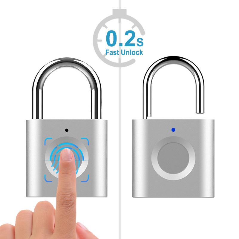 Anti-Theft Mini Cute Newest USB Rechargeable Digital Alarm Fingerprint Smart Home Electronics Padlock