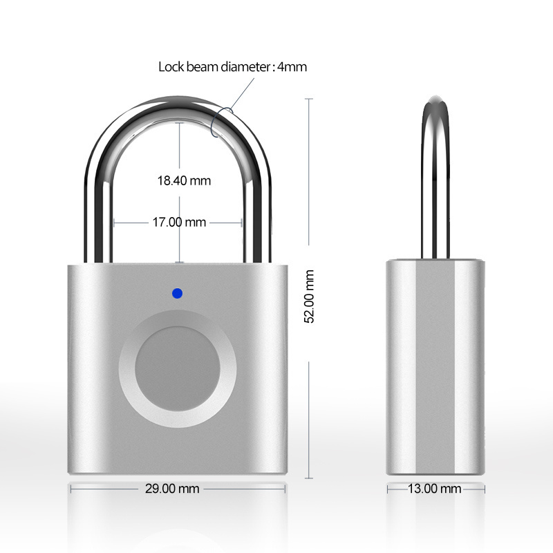 Anti-Theft Mini Cute Newest USB Rechargeable Digital Alarm Fingerprint Smart Home Electronics Padlock