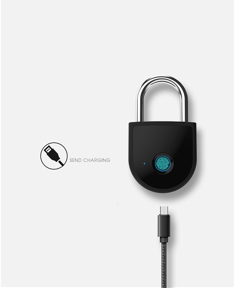 Fingerprint padlock smart small lock dormitory cabinet lock fingerprint anti-theft lock warehouse gym fingerprint unlock