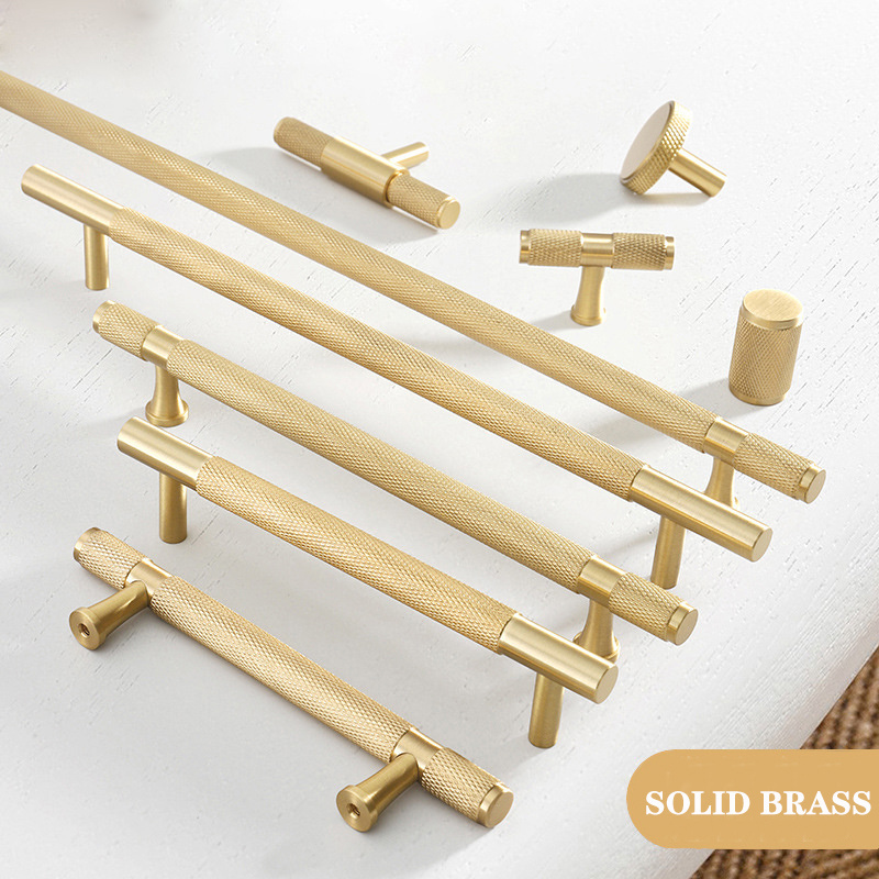 SATISFIED Wholesale Furniture Hardware Knurled Cabinet Pulls Brass Metal Kitchen Drawer Handle Knobs