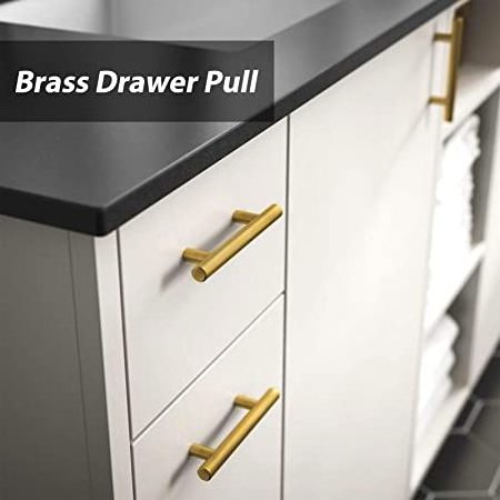 Brushed brass cabinet hardware European-style handle simple wardrobe door brass handle extended golden door knob