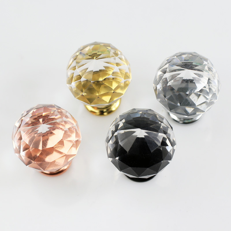 SELECT Drawer Knobs Diamond Shaped Crystal Glass 30mm Cabinet Knobs Pull Handles