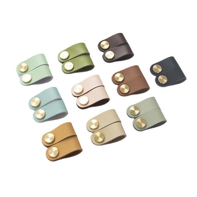 Eco Friendly Artificial Leather Nordic Furniture Drawer Knob Wardrobe Cupboard Cabinet Door Handle Door Pulls knob