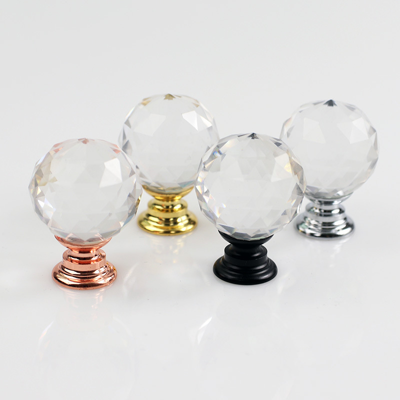 SELECT Drawer Knobs Diamond Shaped Crystal Glass 30mm Cabinet Knobs Pull Handles