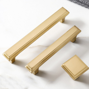 New china model 2022 cabinet motors hanSquare gold simple copper wooden drawer full handle single hole handle cabinet door knobs