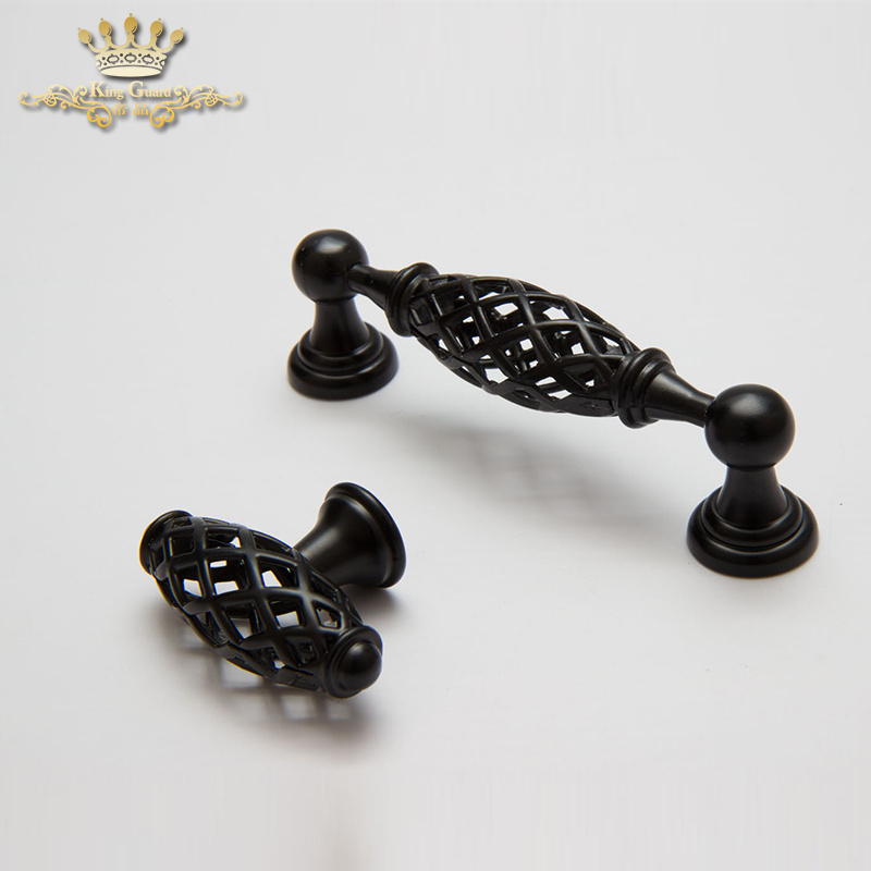 American style bird cage design zinc alloy door handle wardrobe door knob modern cabinet handle black shoe wardrobe handle