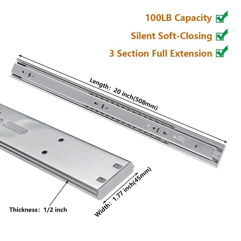 heavy duty soft close ball bearing drawer slide rail smooth telescopic cabinet 3 fold kitchen cabinet