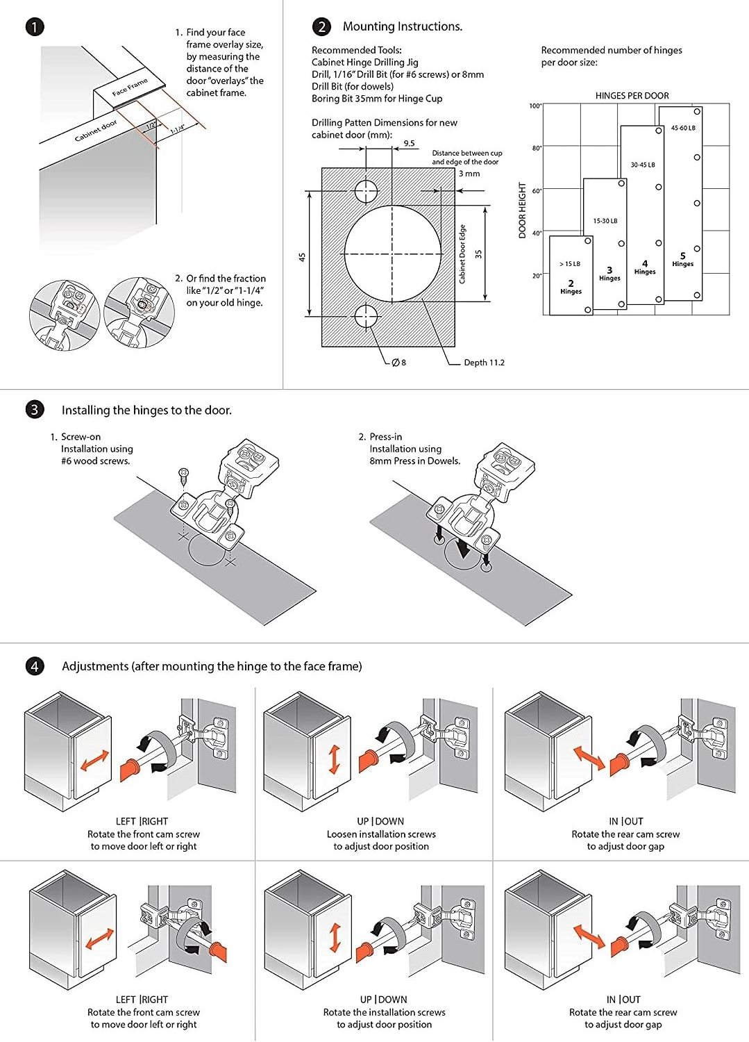 1-1/4 inchSoft Close Cupboard Door Hinges - Home Improvement (Cabinet Hardware) - 3 Way Kitchen Cabinet Hinges