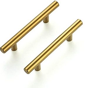 European style Nordic Pure copper modern gold minimalist handle wardrobe drawer brass cabinet handle and knob