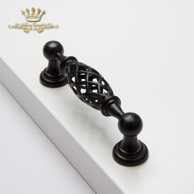 American style bird cage design zinc alloy door handle wardrobe door knob modern cabinet handle black shoe wardrobe handle