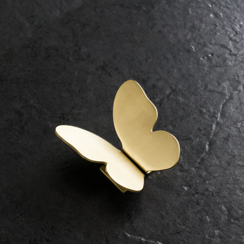 creative  butterfly shape luxury gold handle high-end solid brass drawer cabinet small pull handle wholesale