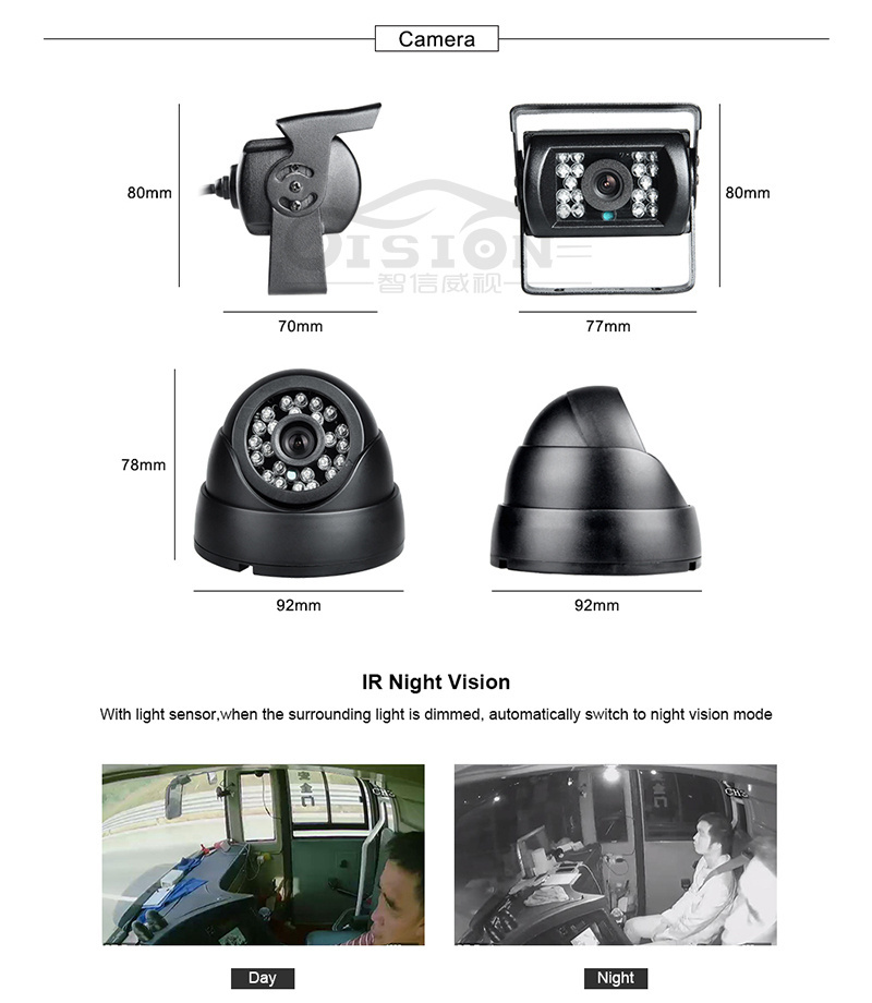 4 Channel H.265  1080P AHD HD Mobile Vehicle Car DVR MDVR Video Recorder Kit with 2pcs Waterproof   Night Vision IR  Car Camera