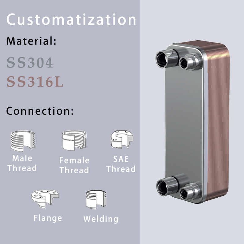 Heat Exchanger OEM BPHE Stainless Steel Brazed Plate Type Industrial Heat Exchanger