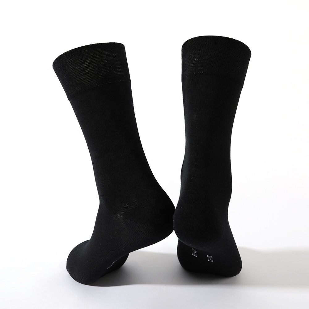 Eco-friendly premium oem blank custom logo premium soft bamboo crew black dress socks for men women bulk