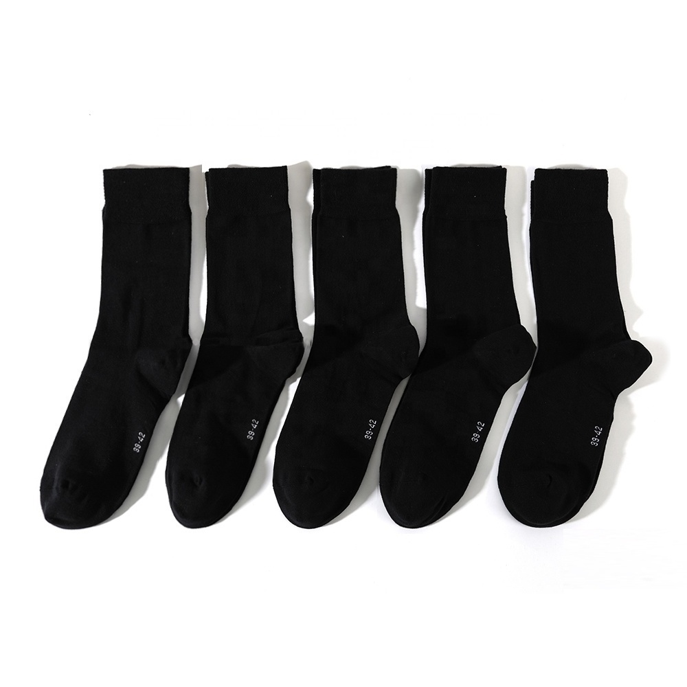 Eco-friendly premium oem blank custom logo premium soft bamboo crew black dress socks for men women bulk