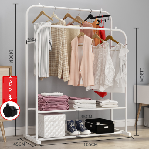 Fashion luxury cheap price round pipe OEM/ODM stand double pole shops hanger clothes rack