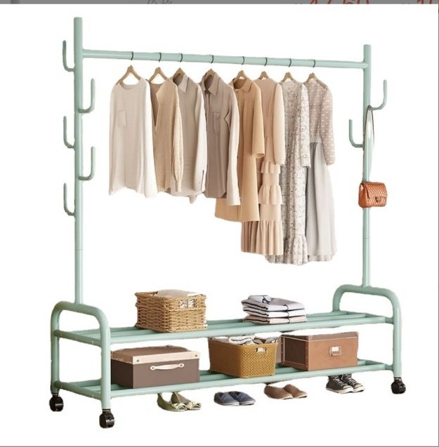 Rack Freestanding Hanger Double Pole Multi-functional Bedroom Clothing Rack