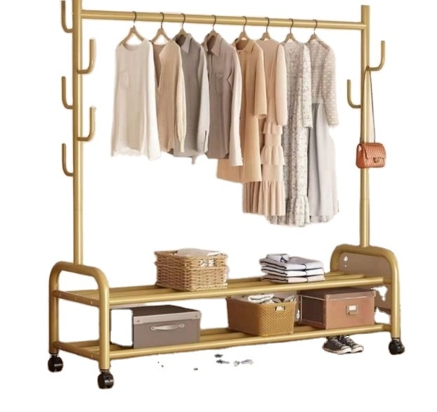 Rack Freestanding Hanger Double Pole Multi-functional Bedroom Clothing Rack