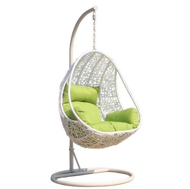 Factory price thickening patio hanging rattan outdoor swing egg rocking chair with stand