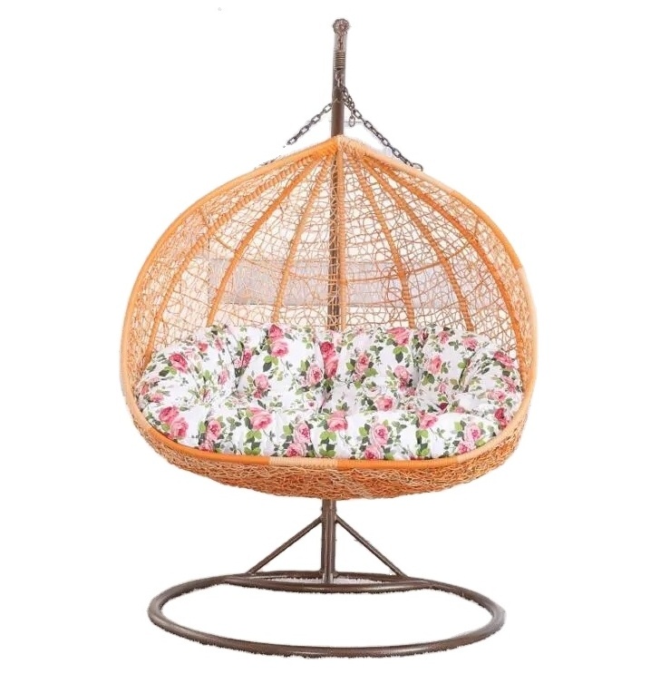 Wholesale classical pink hammock outdoor metal frame swing egg chair 2 person