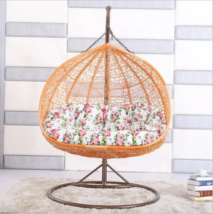 Wholesale classical pink hammock outdoor metal frame swing egg chair 2 person