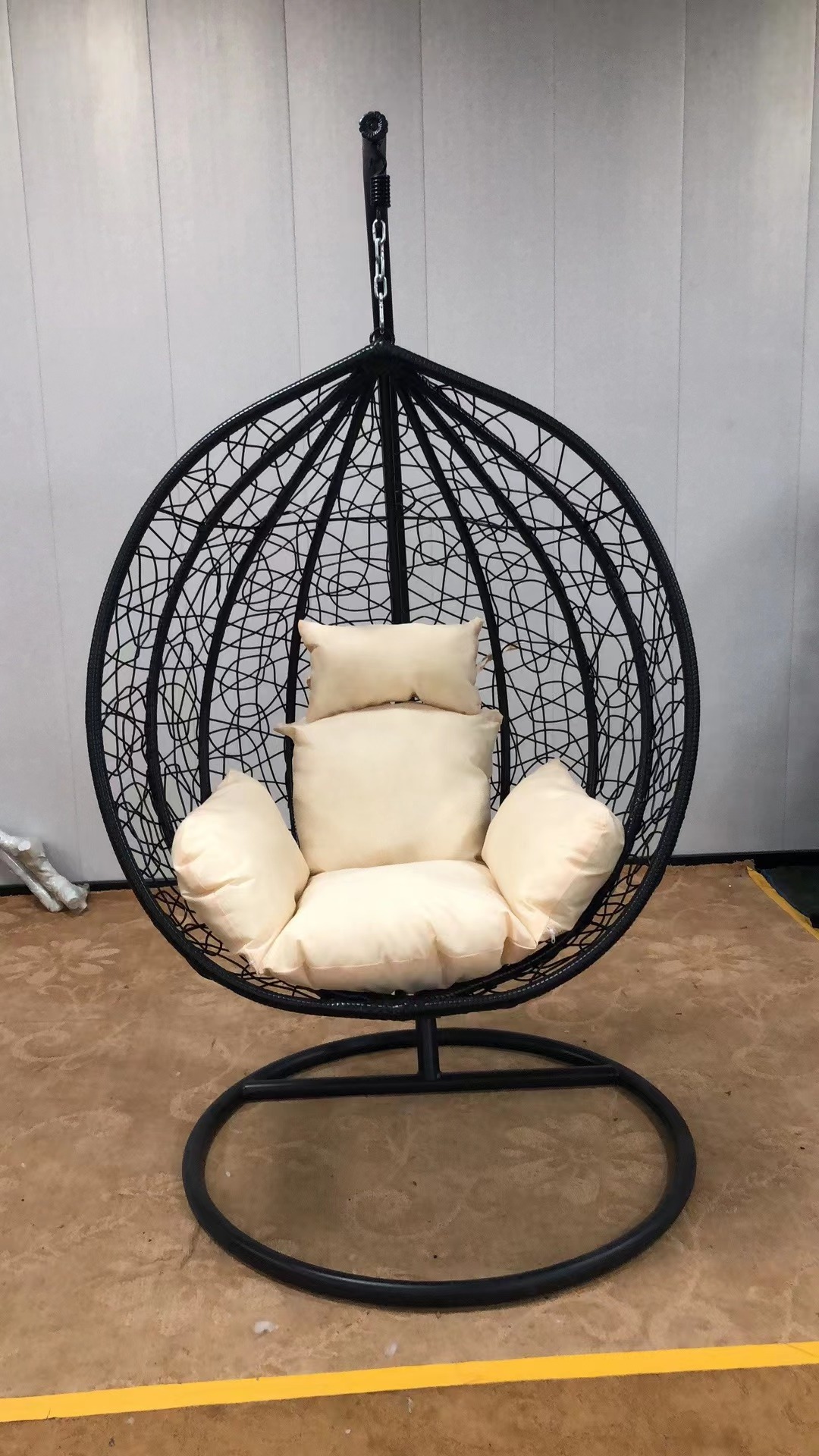 outdoor furniture patio swings metal frame and plastic rattan egg single seat handmade swing chairs