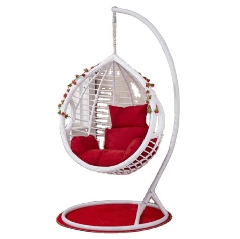 Steel frame pe rattan waterproof cushion hammock hanging outdoor garden rocking swing chair